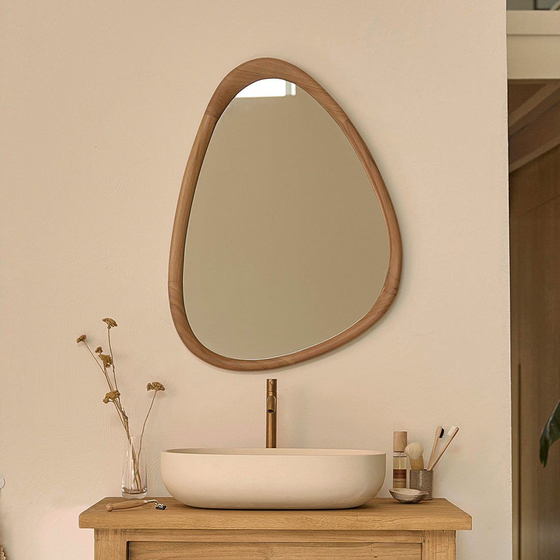 BELIZE - Spiegel aus massivem Teakholz 75x60 cm