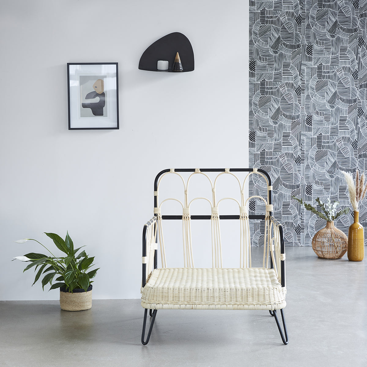 ALBANE - Sessel aus Rattan und Metall