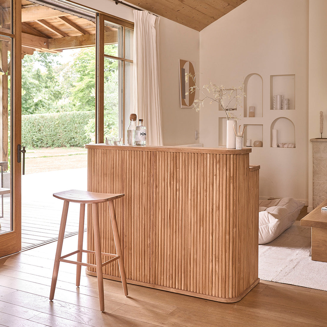 COLINE - Bar aus massivem Teakholz 140 cm