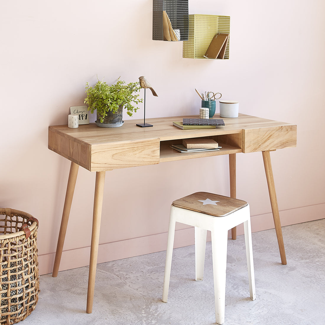 ISAURE - Schreibtisch aus massivem Teakholz 120 cm