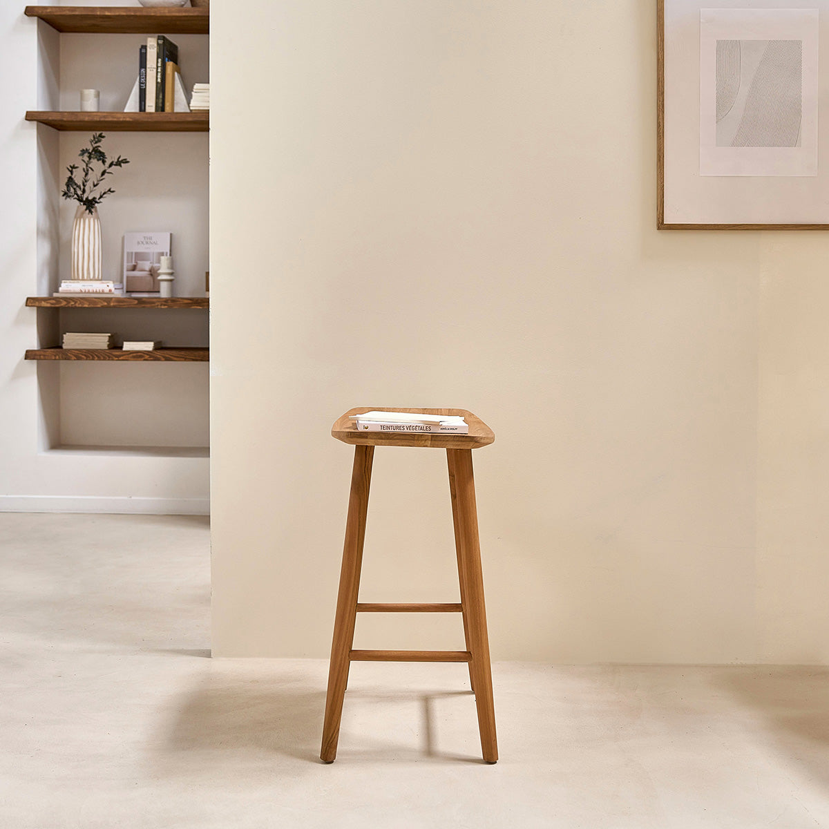 AMBRE - Barhocker aus massivem Teakholz 65 cm