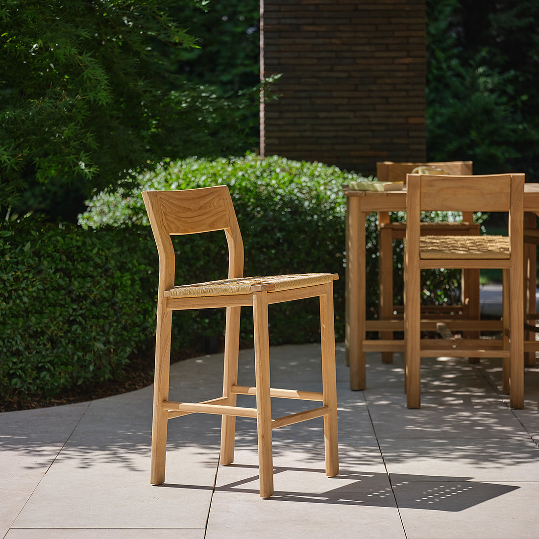 PIANA - Barstuhl für den Garten aus massivem Premium-Teakholz