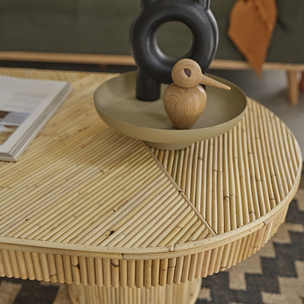 ALMA - Couchtisch aus Rattanrohr 120 cm