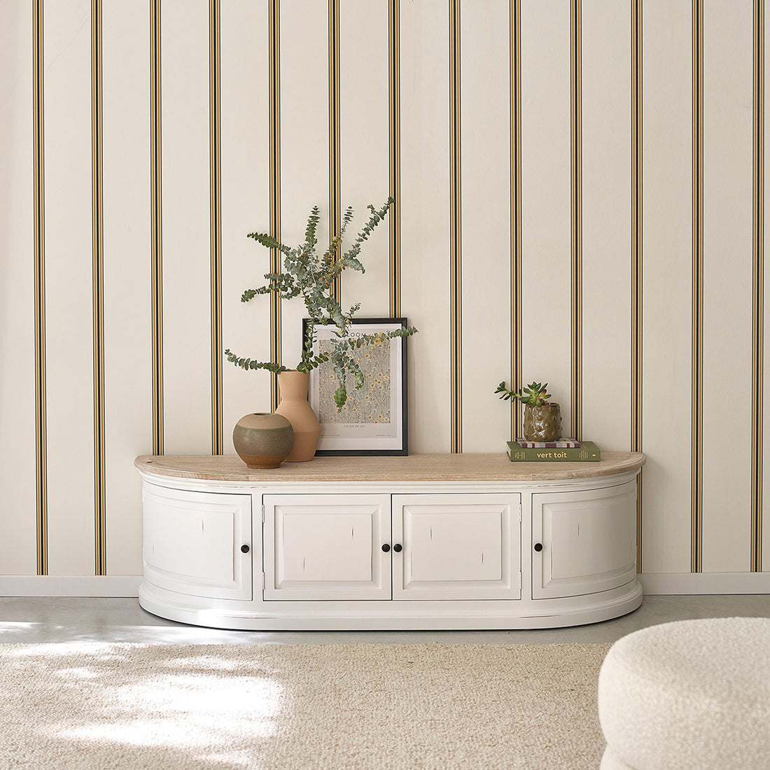 LONDRES - TV-Möbel aus Mahagoni und weißem Teakholz, 160 cm