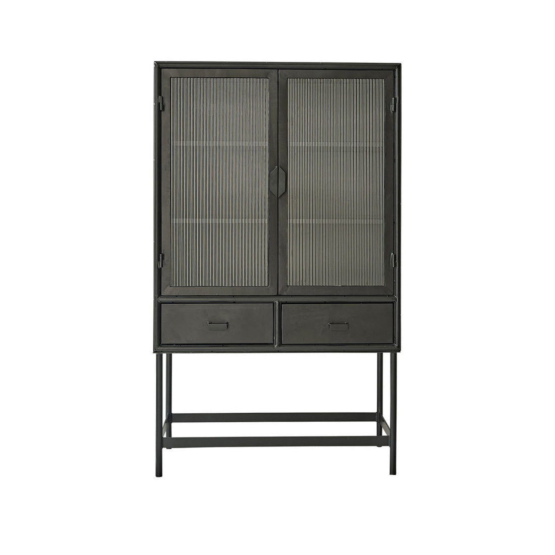 OCTAV - Geschirrschrank aus Metall und Wellglas 90 cm