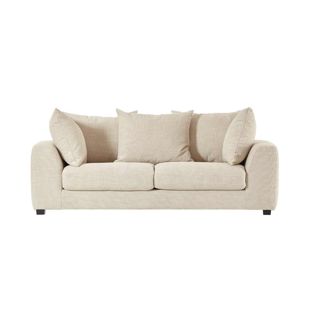 EDMOND - Gerades 3-Sitzer-Sofa  aus meliertem, beigem Strukturstoff