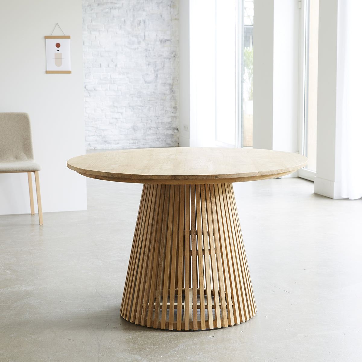 VICTORIA - Tisch aus massivem Teakholz rund 4 pers.