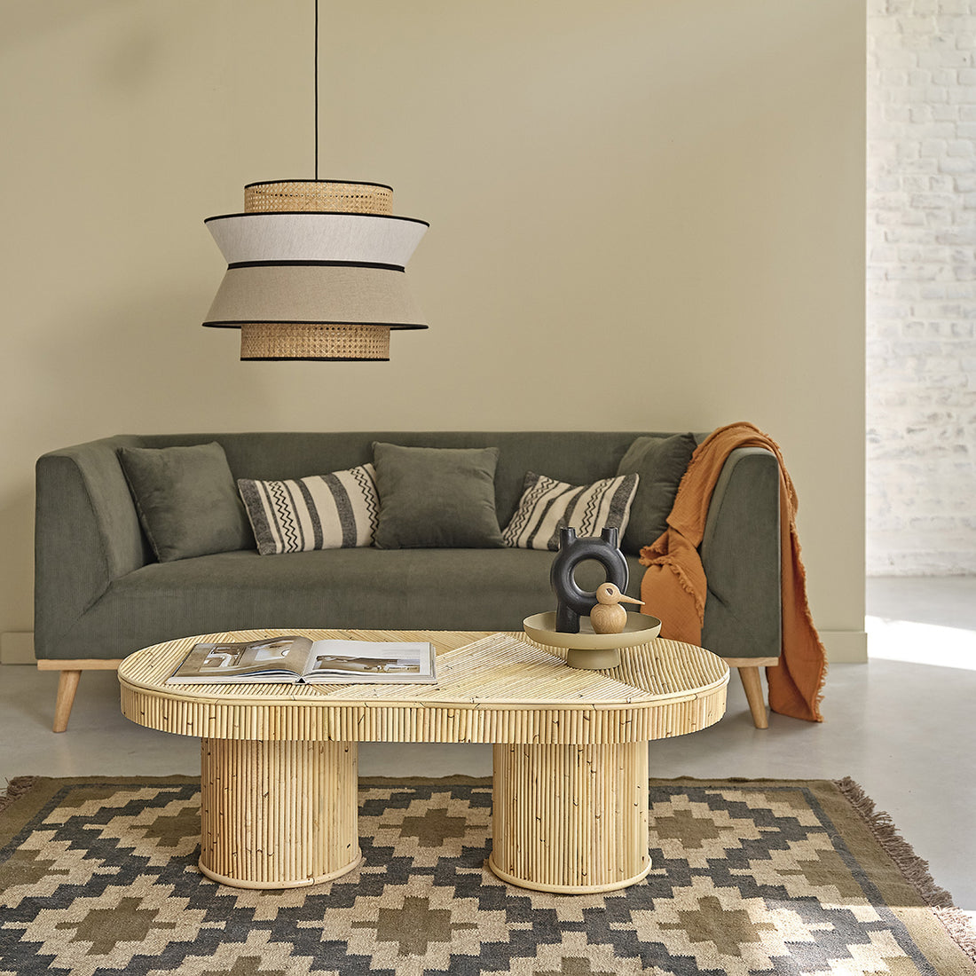 ALMA - Couchtisch aus Rattanrohr 120 cm