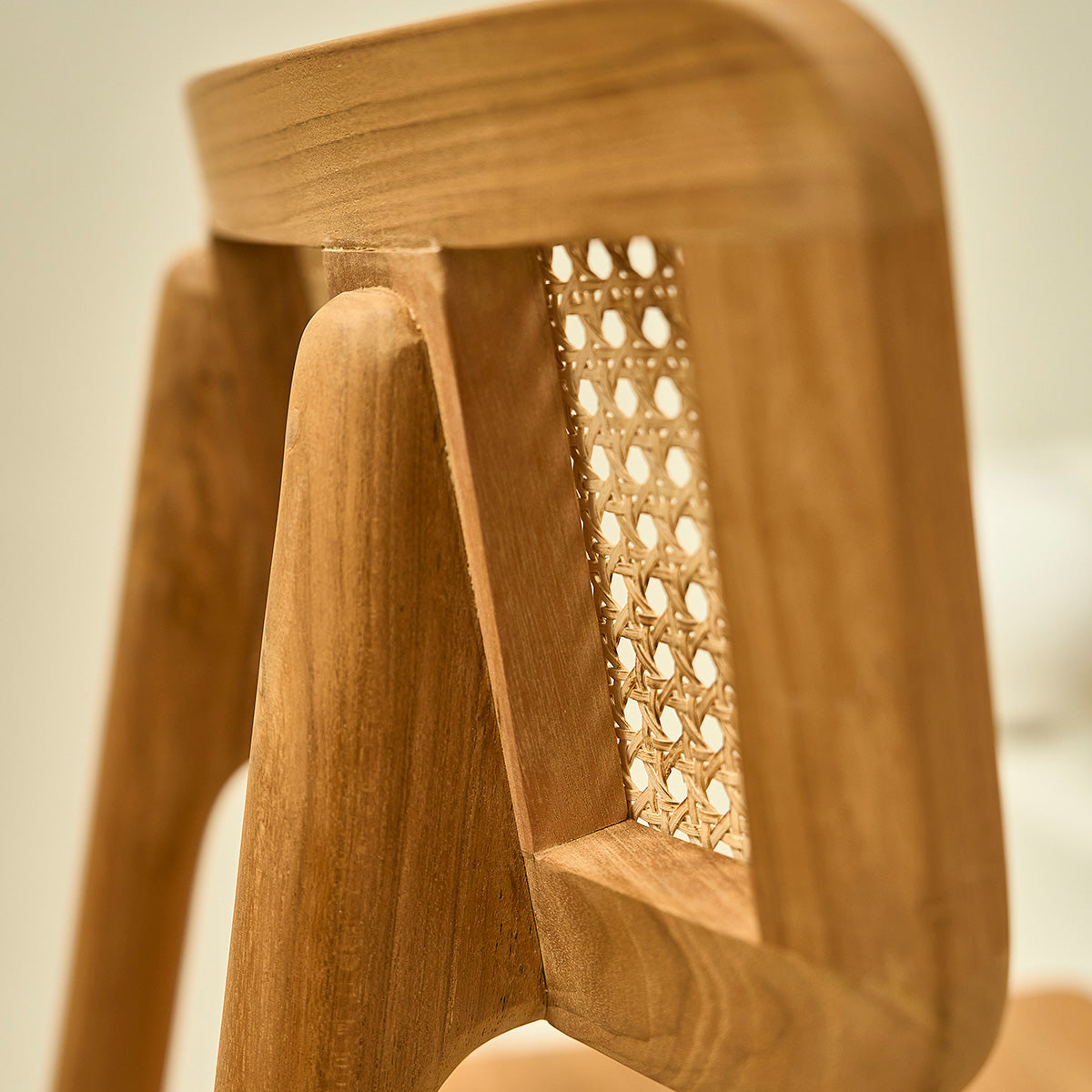 SIXTINE - 2er-Set Stühle aus massivem Teakholz und Rohrgeflecht