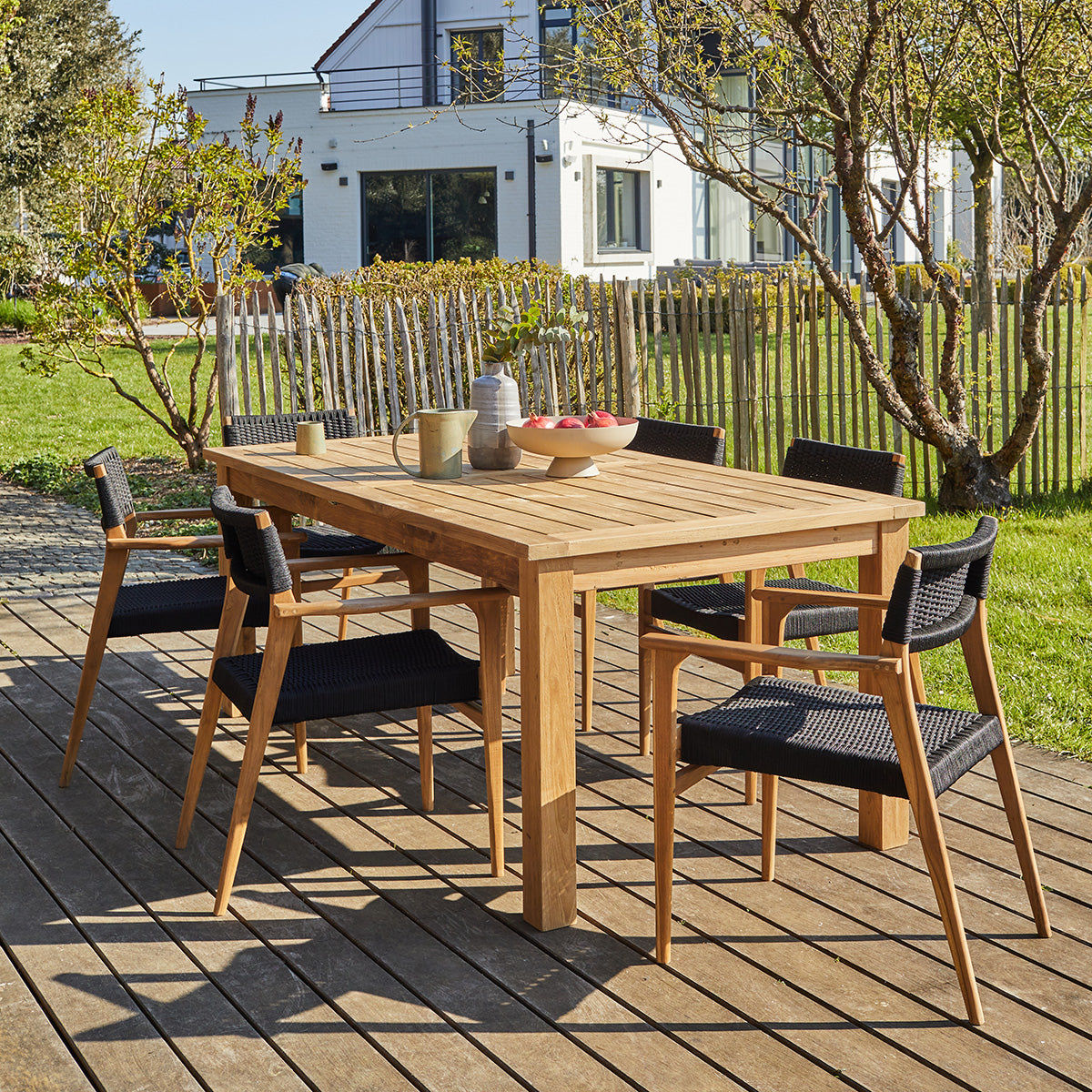 ESTHER - Ausziehbarer Gartenlounge aus recyceltem Teakholz 6 pers.