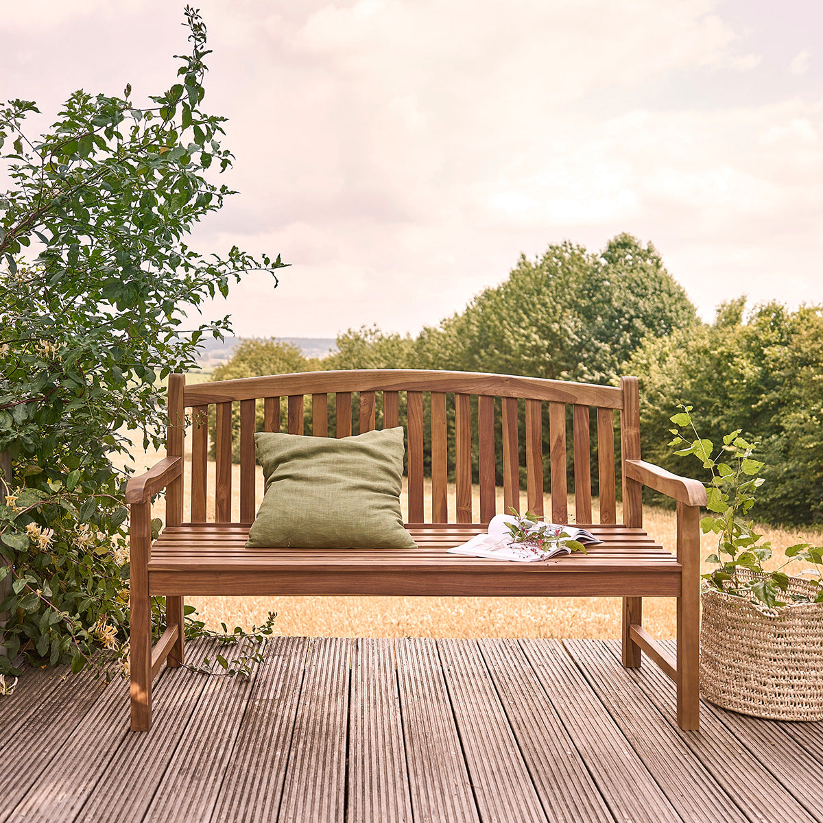 BALI - Gartenbank aus massivem, geöltem Teakholz 150 cm