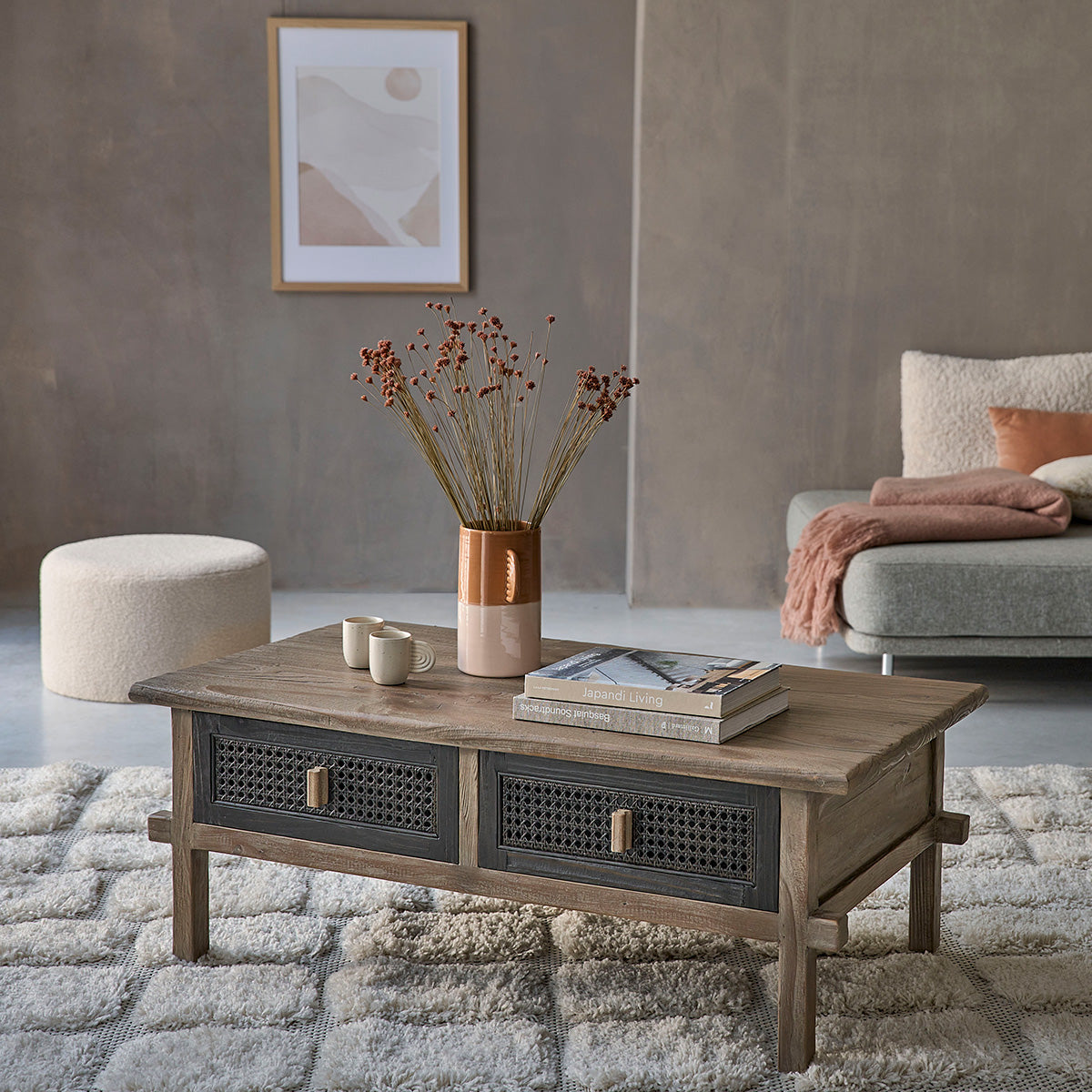 JUNKO - Couchtisch aus recyceltem massivem Holz 110 cm