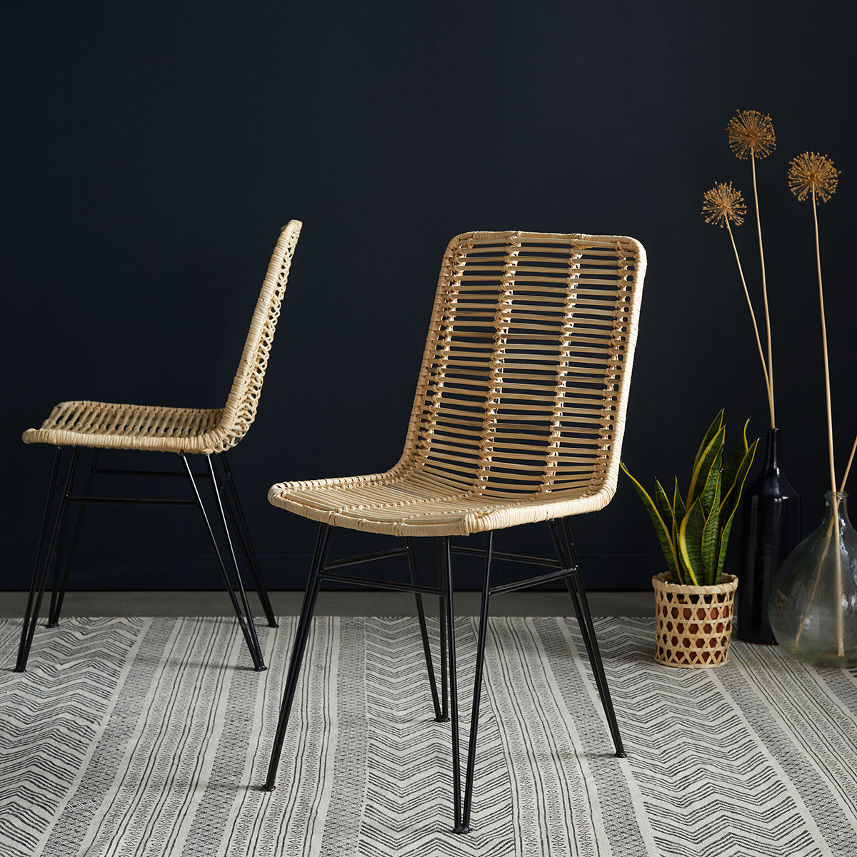 BOHEMA - Stuhl aus Rattan und Metall