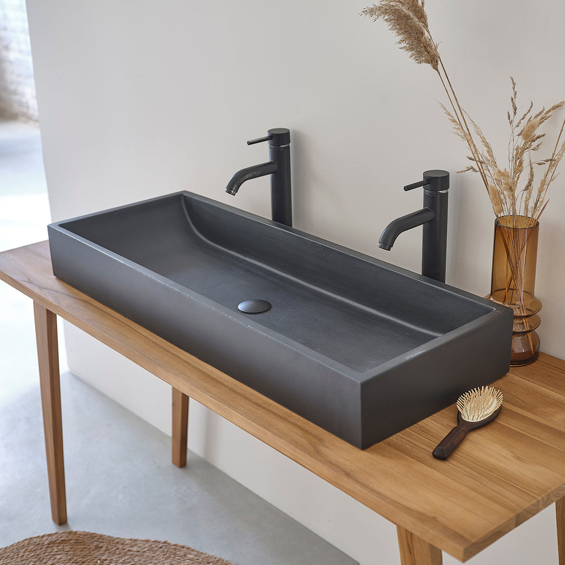 IRIS - Betonbecken schwarz 100x37 cm