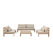 Gartenlounge aus massivem Teakholz in Taupe