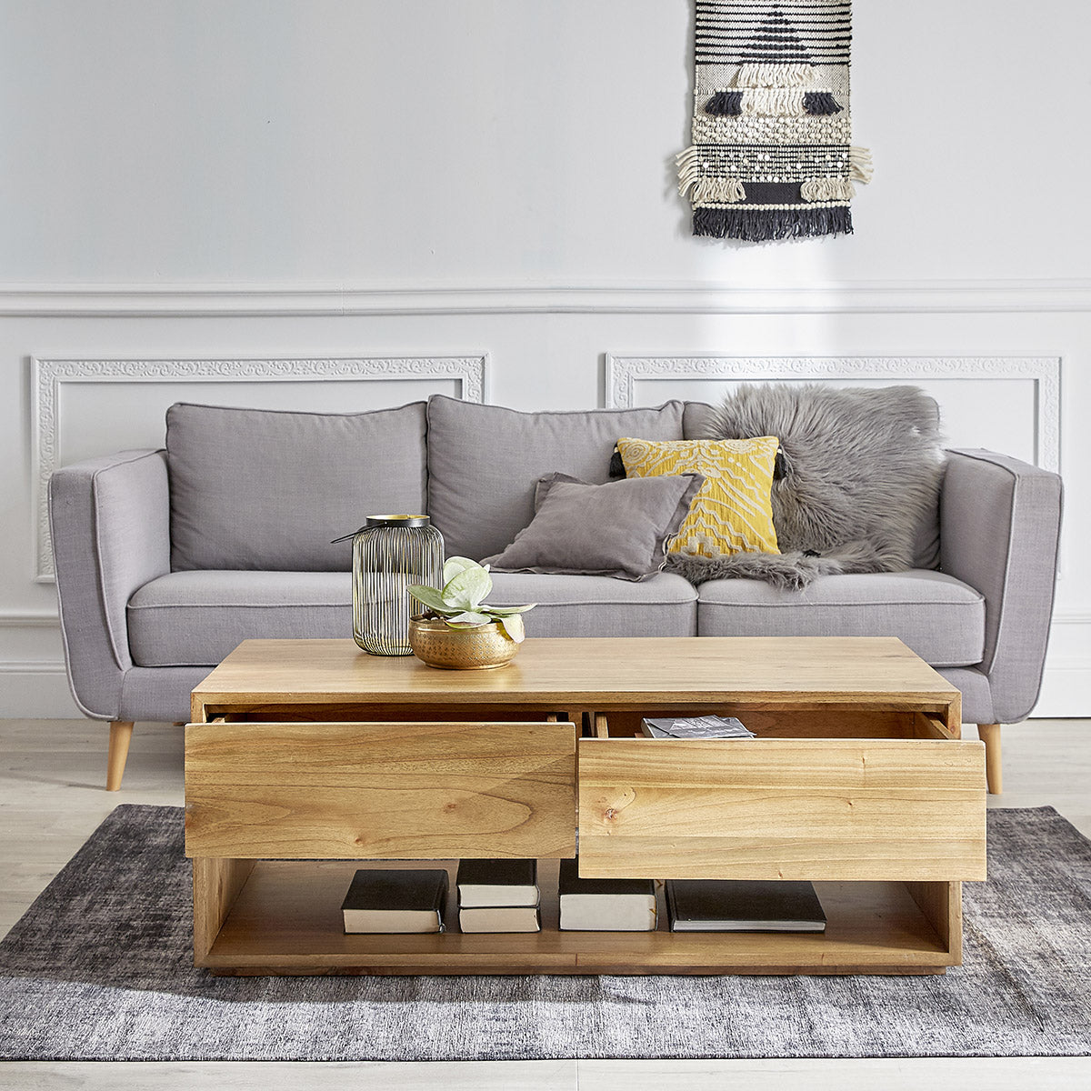 TILO - Couchtisch aus massivem Mindi-Holz 120 cm