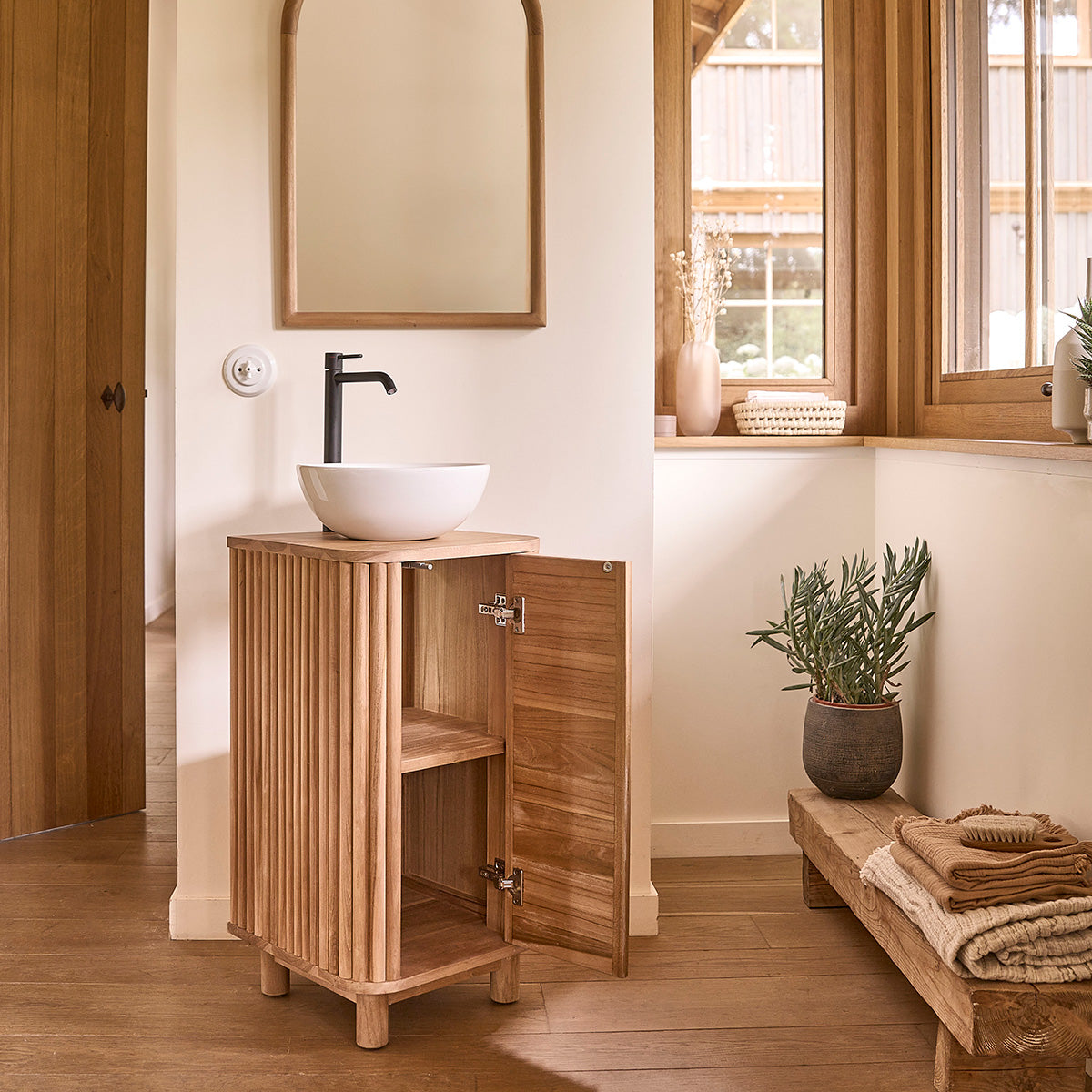COLINE - Waschbeckenunterschrank aus massivem Teakholz 40 cm