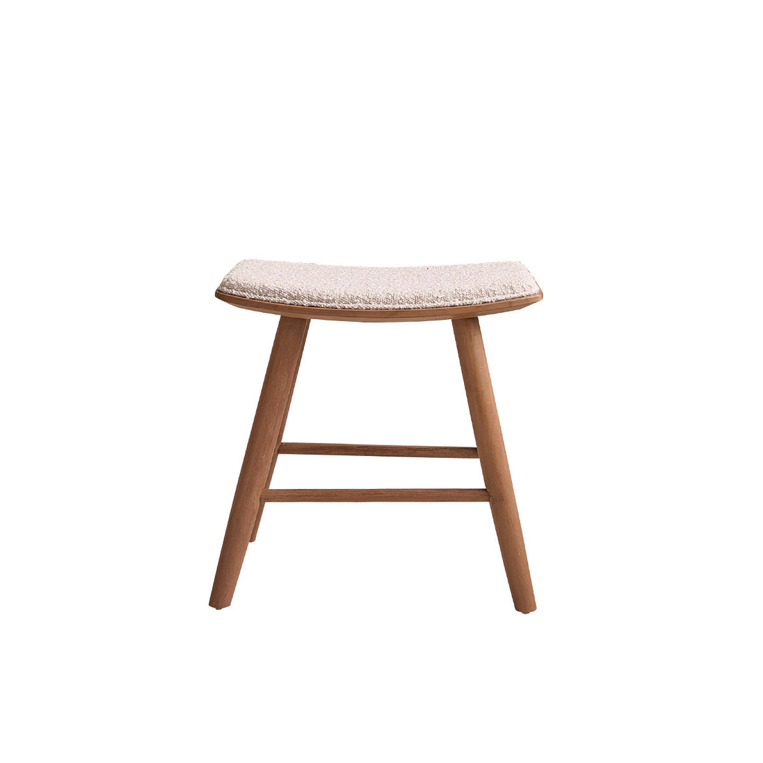 AMBRE - Barhocker aus massivem Teakholz Sitzfläche aus Bouclé 45 cm