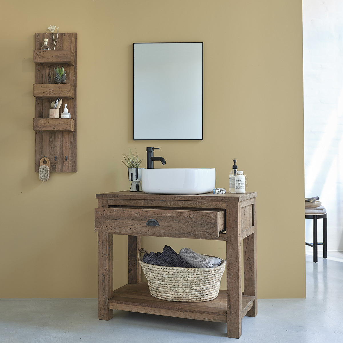 AUSTIN - Waschtischunterschrank aus recyceltem Teakholz 90 cm