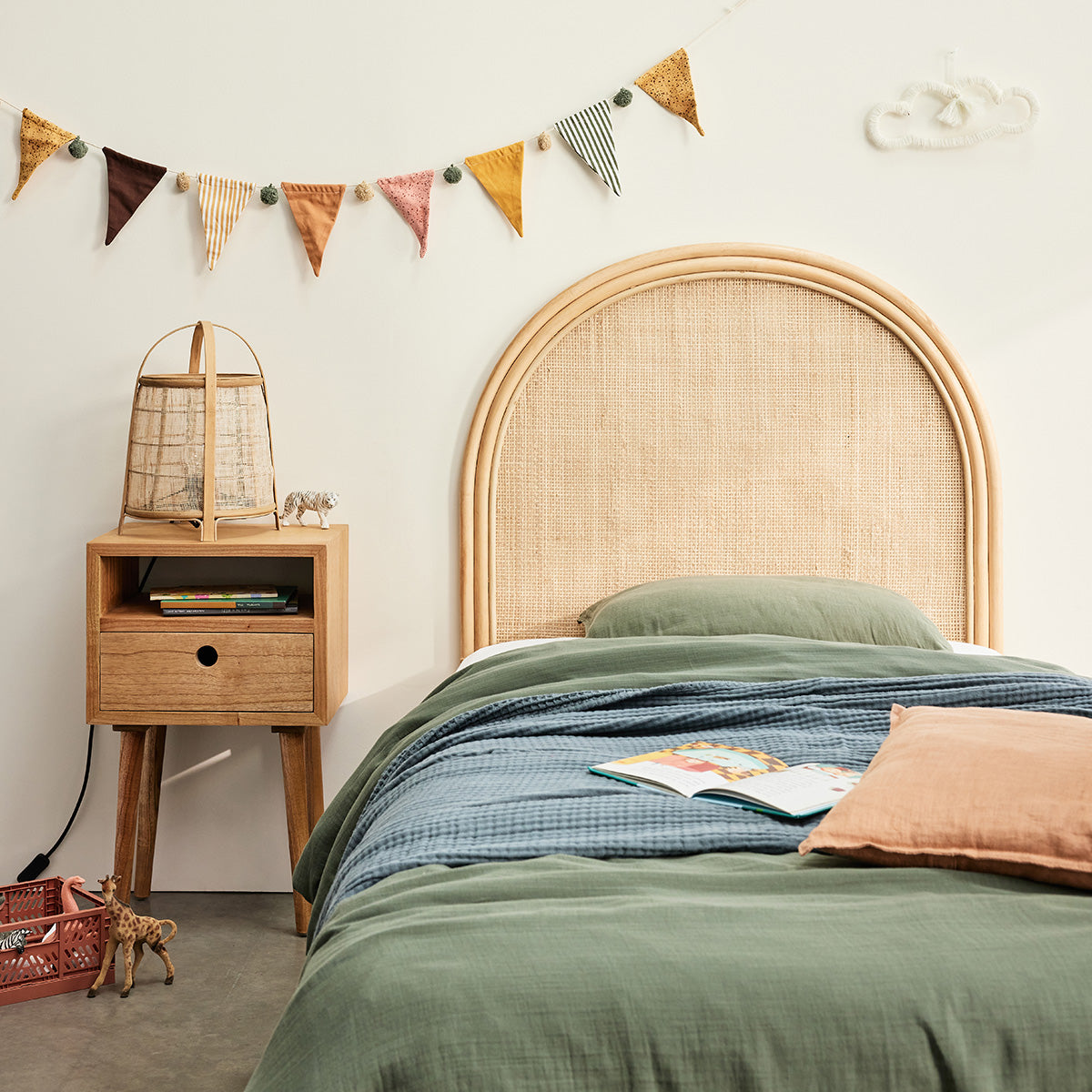 JANE - Kopfteil aus Rattan und Rohrgeflecht 90 cm