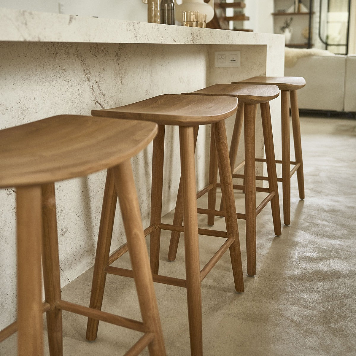 AMBRE - Hocker aus massivem Teakholz 75 cm