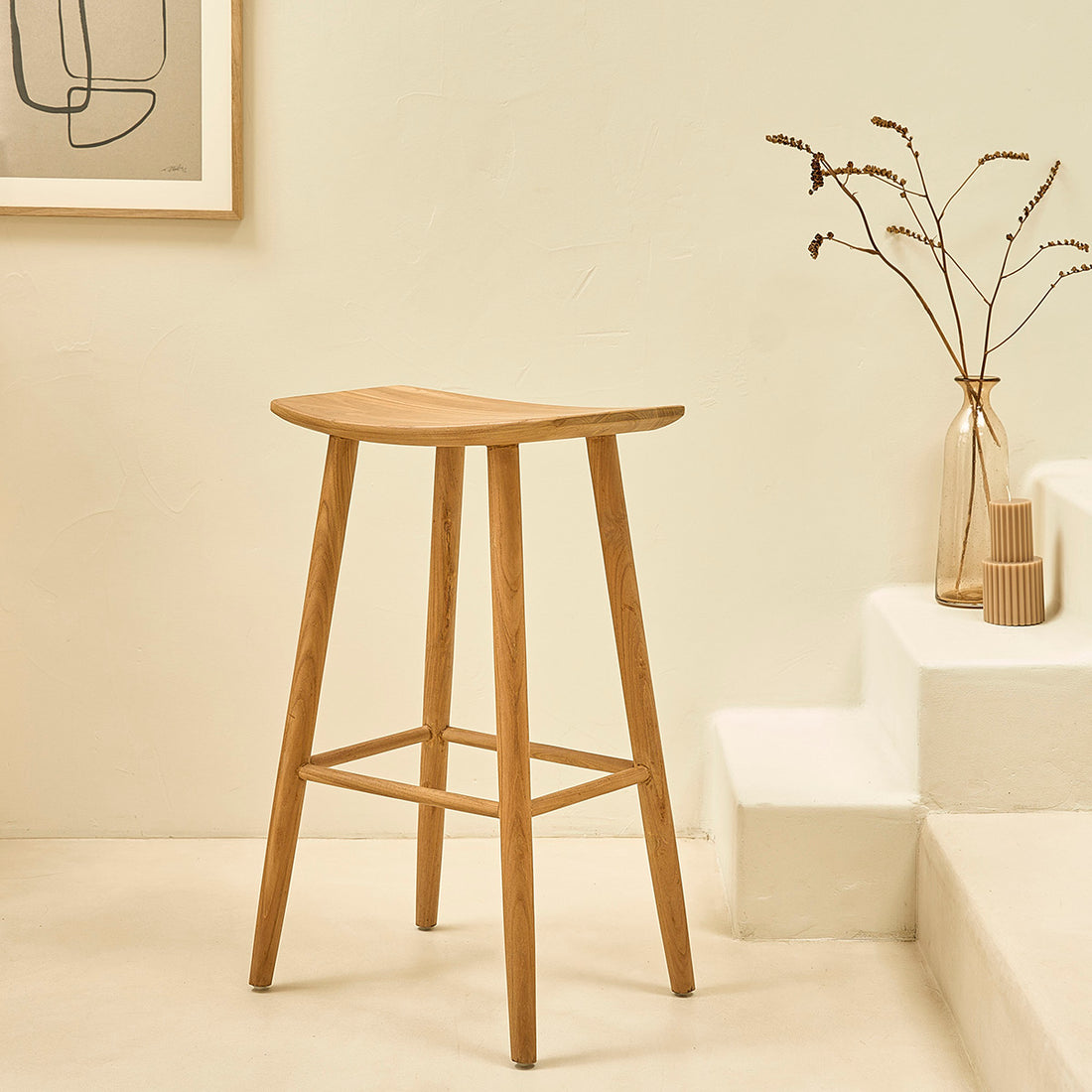 AMBRE - Barhocker aus massivem Teakholz 75 cm