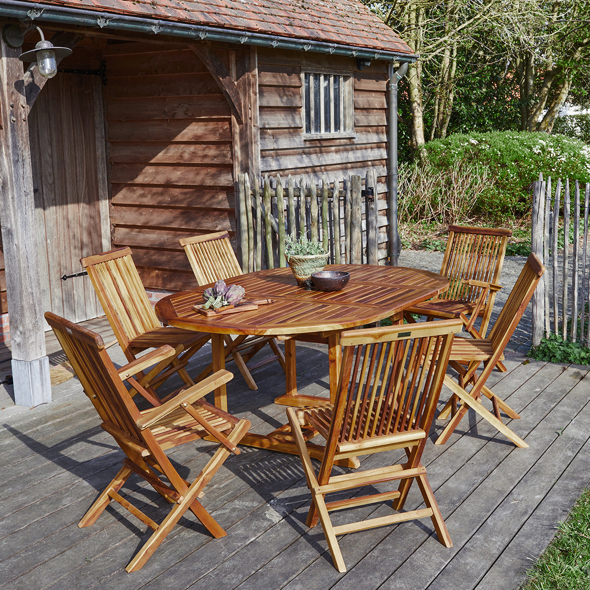 BALI - Ausziehbare Gartenmöbel aus geöltem Teakholz 6/8 Sitze