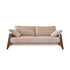 Gerades 4-Sitzer-Sofa aus Massivholz und cremefarbenem Samt