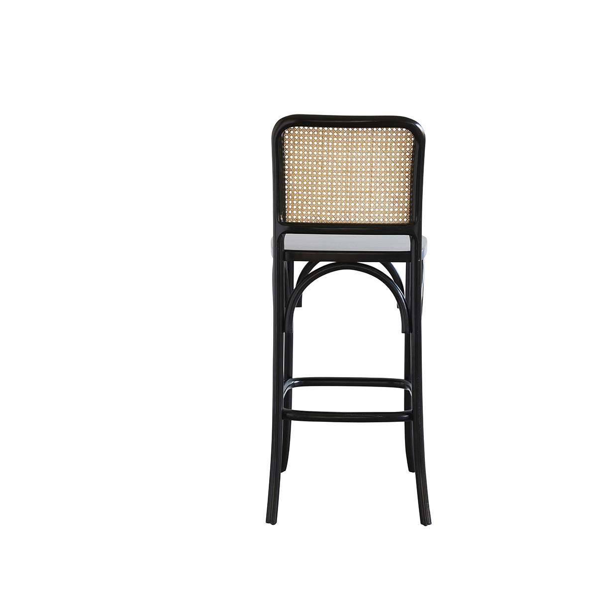 ARON - Barhocker aus massivem Mahagoni und Rohrgeflecht