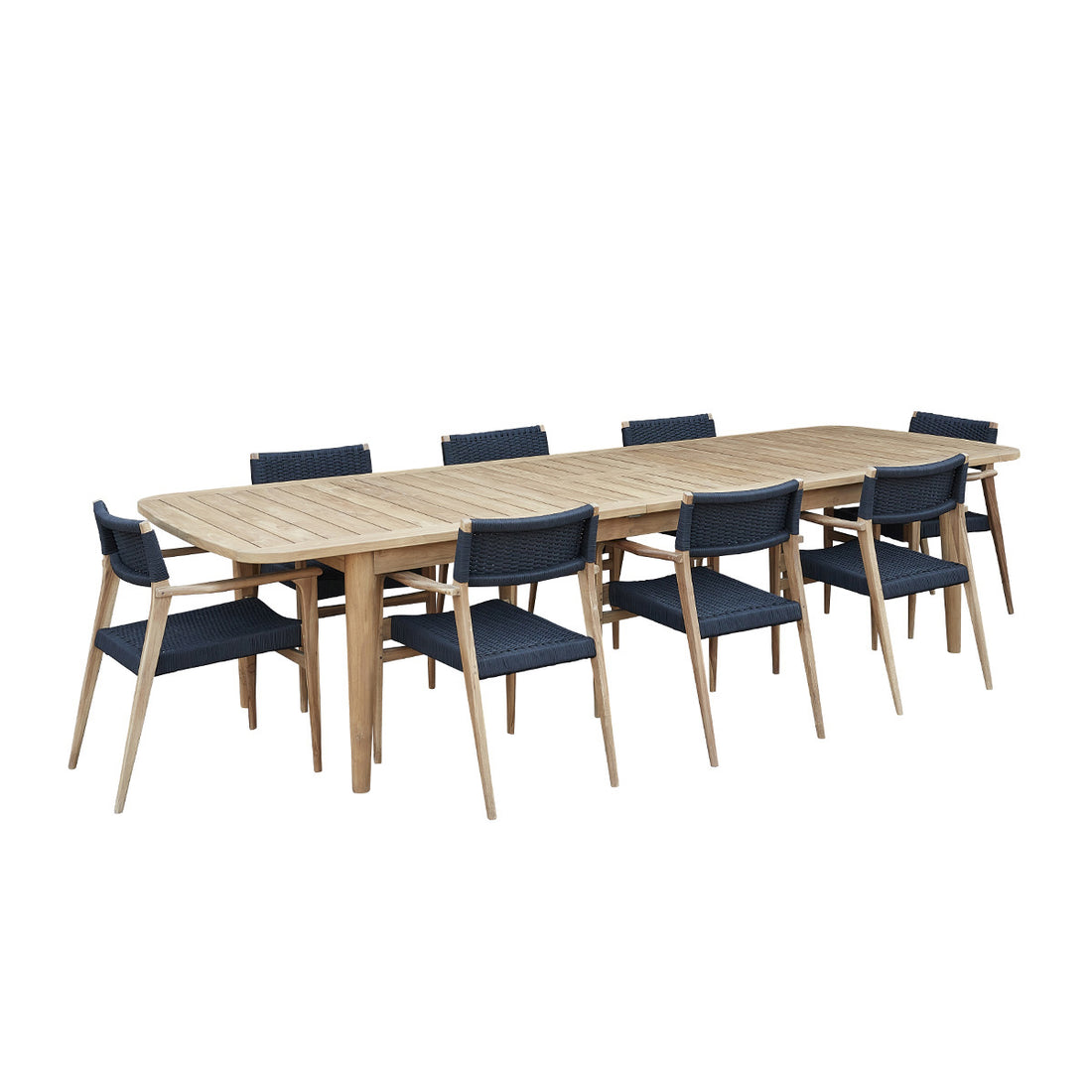 ESTHER - Ausziehbare Gartenmöbel aus massivem recyceltem Teakholz in Schwarz für 8/10 Pers.