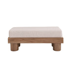 Bank aus massivem Teakholz und Bouclé-Stoff 100 cm