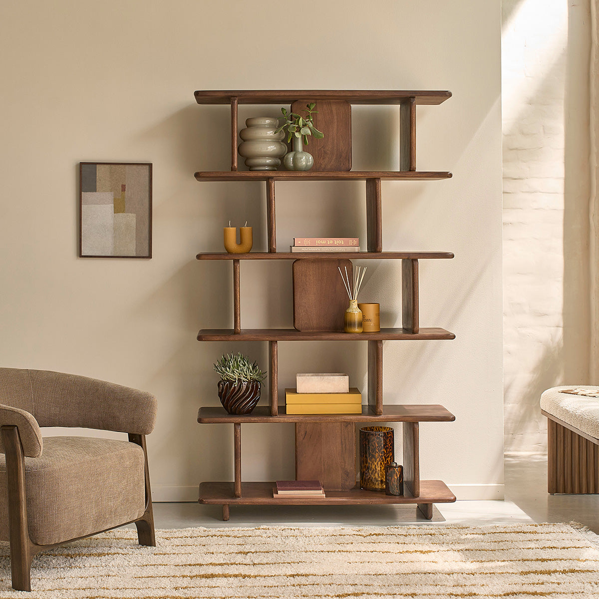 CLEO - Bücherregal aus massivem Mangoholz, 106 cm