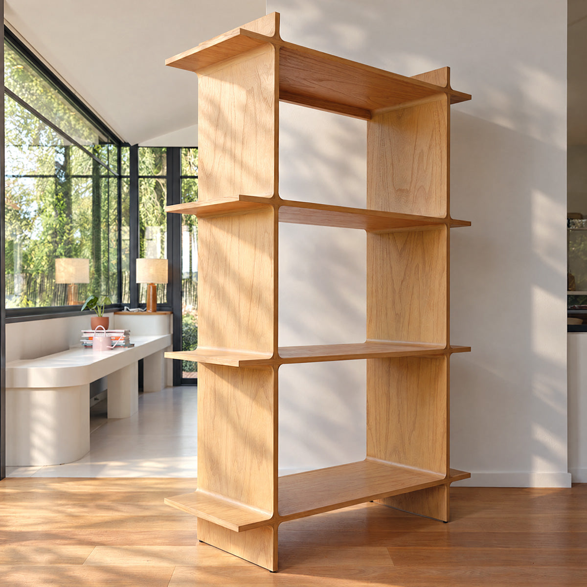NOAM - Regal aus naturbelassenem Mindi-Holz, H 175 cm