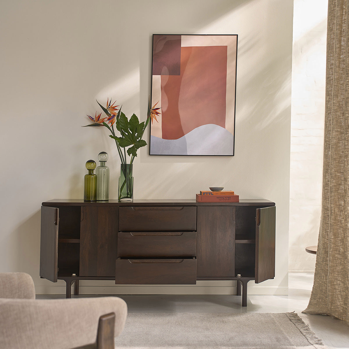 LAZARE - Sideboard aus massivem Mangoholz, 180 cm