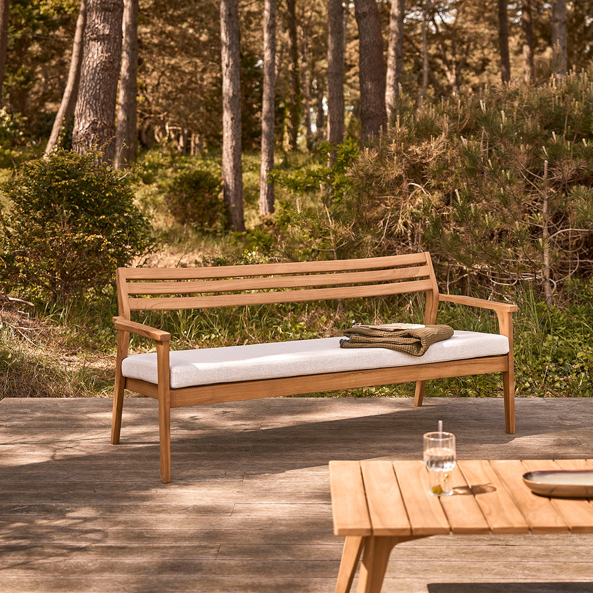 BARI - Gartensofa aus massivem Teakholz 175 cm