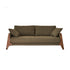 Gerades 4-Sitzer-Sofa aus Massivholz und khakifarbenem Bouclé-Stoff