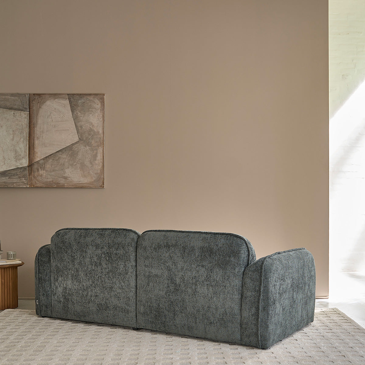 HECTOR - Gerades 3-Sitzer-Sofa aus grünem gewebtem Samt