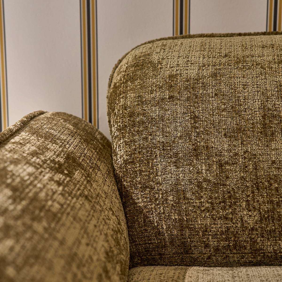 HECTOR - Gerades 3-Sitzer-Sofa aus grün-grauem strukturiertem Samt