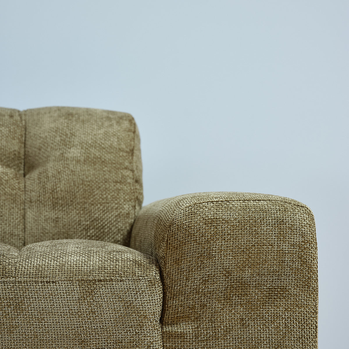 ALPHONSE - Gerades 4-Sitzer-Sofa aus khakifarbenem Geflechtvelours