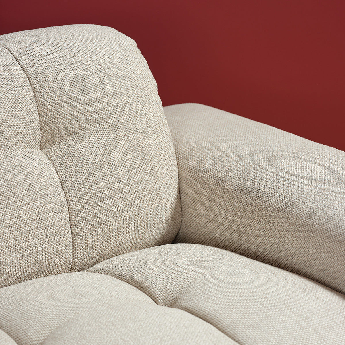 ALPHONSE - Gerades 4-Sitzer-Sofa aus beige meliertem Strukturstoff