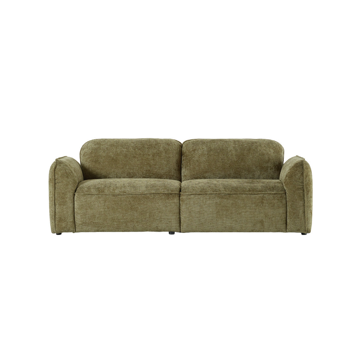 HECTOR - Gerades 3-Sitzer-Sofa aus khakifarbenem geflochtenem Samt