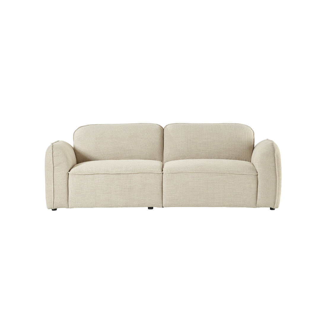 HECTOR - Gerades 3-Sitzer-Sofa aus beige meliertem Strukturstoff