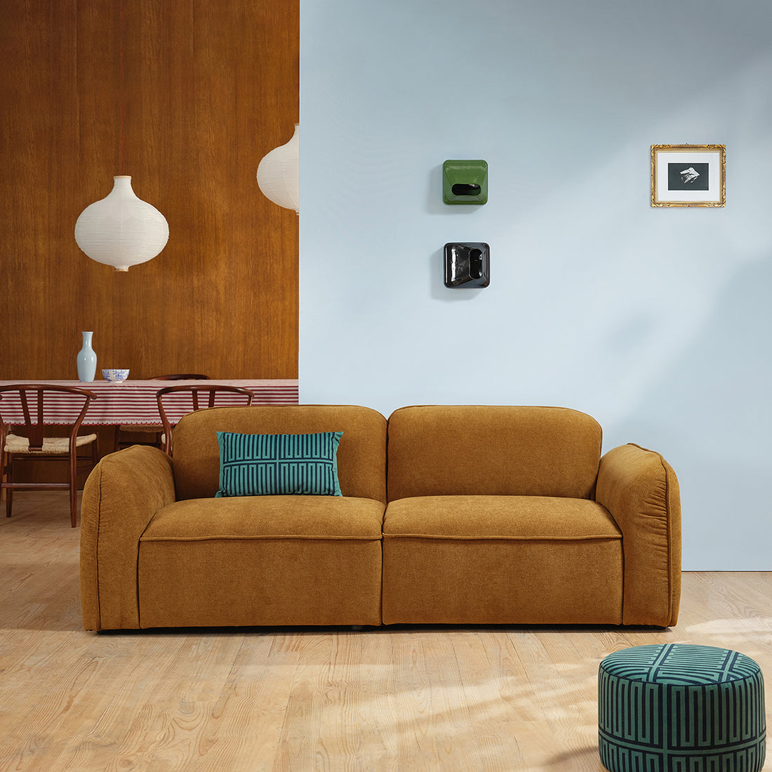 HECTOR - Gerades 3-Sitzer-Sofa in Bronze-Samt