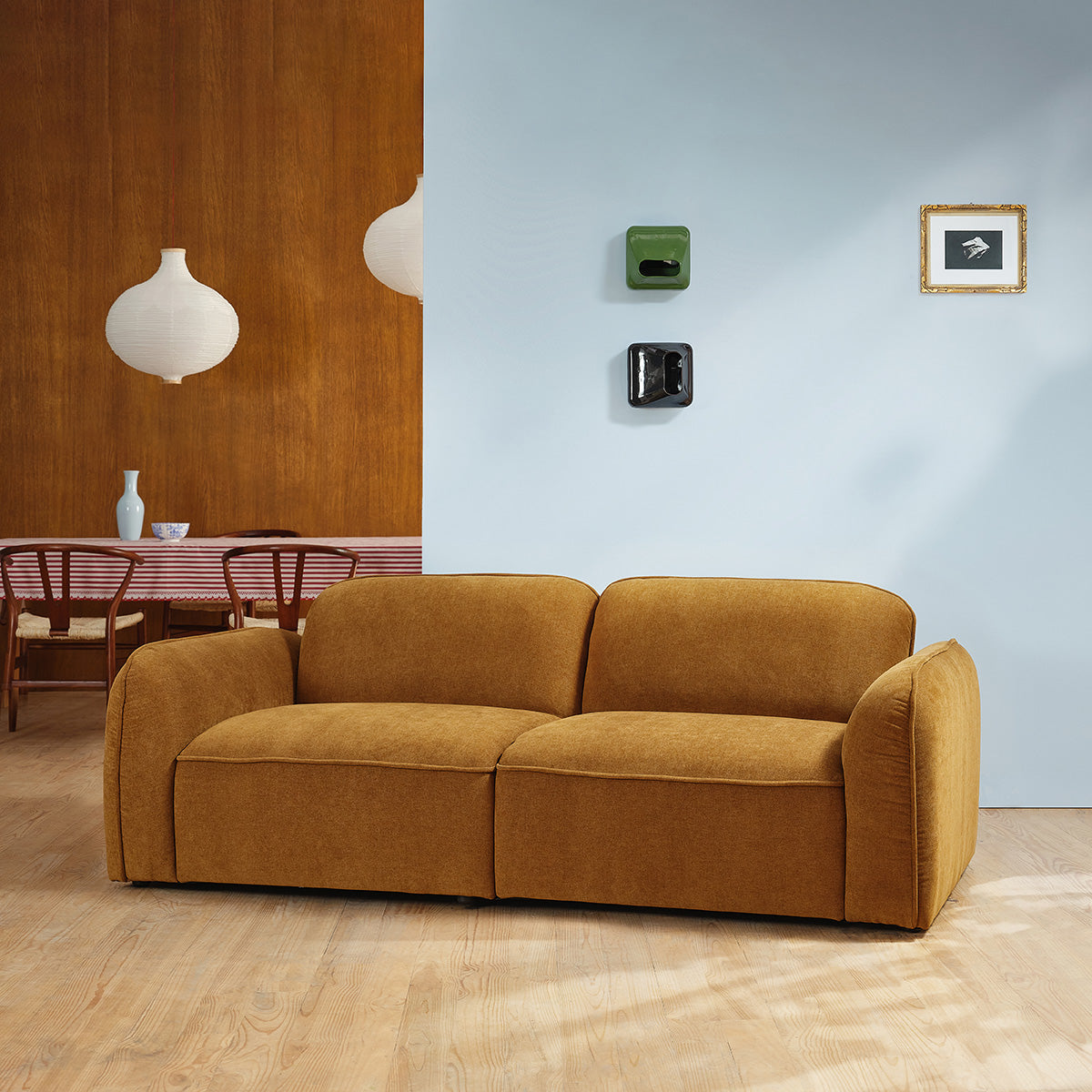 HECTOR - Gerades 3-Sitzer-Sofa in Bronze-Samt