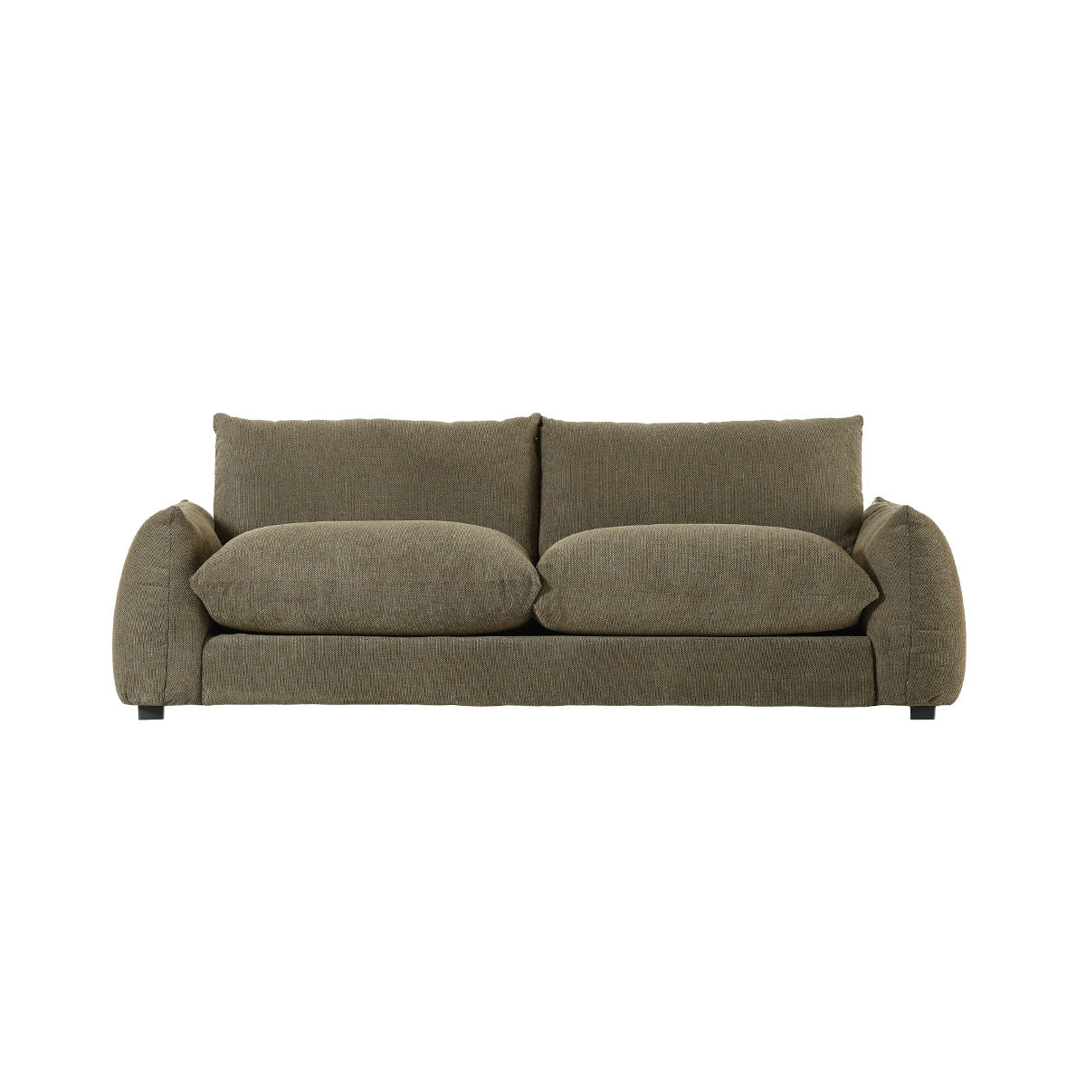 JACQUES - Gerades 3-Sitzer-Sofa aus khakifarbenem meliertem Strukturstoff