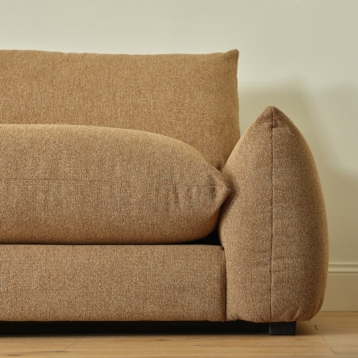 JACQUES - Gerades 3-Sitzer-Sofa aus hellbraunem meliertem Strukturstoff