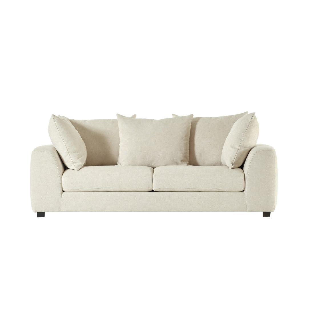 EDMOND - Gerades 3-Sitzer-Sofa aus ecrufarbenem Stoff in Leinenoptik