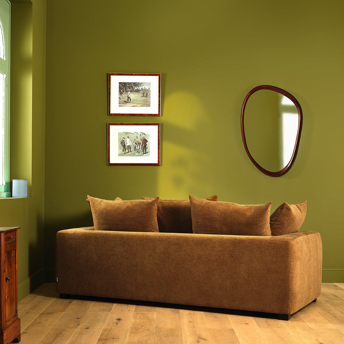 EDMOND - 3-Sitzer-Schlafsofa aus bronzefarbenem Stoff in Leinenoptik