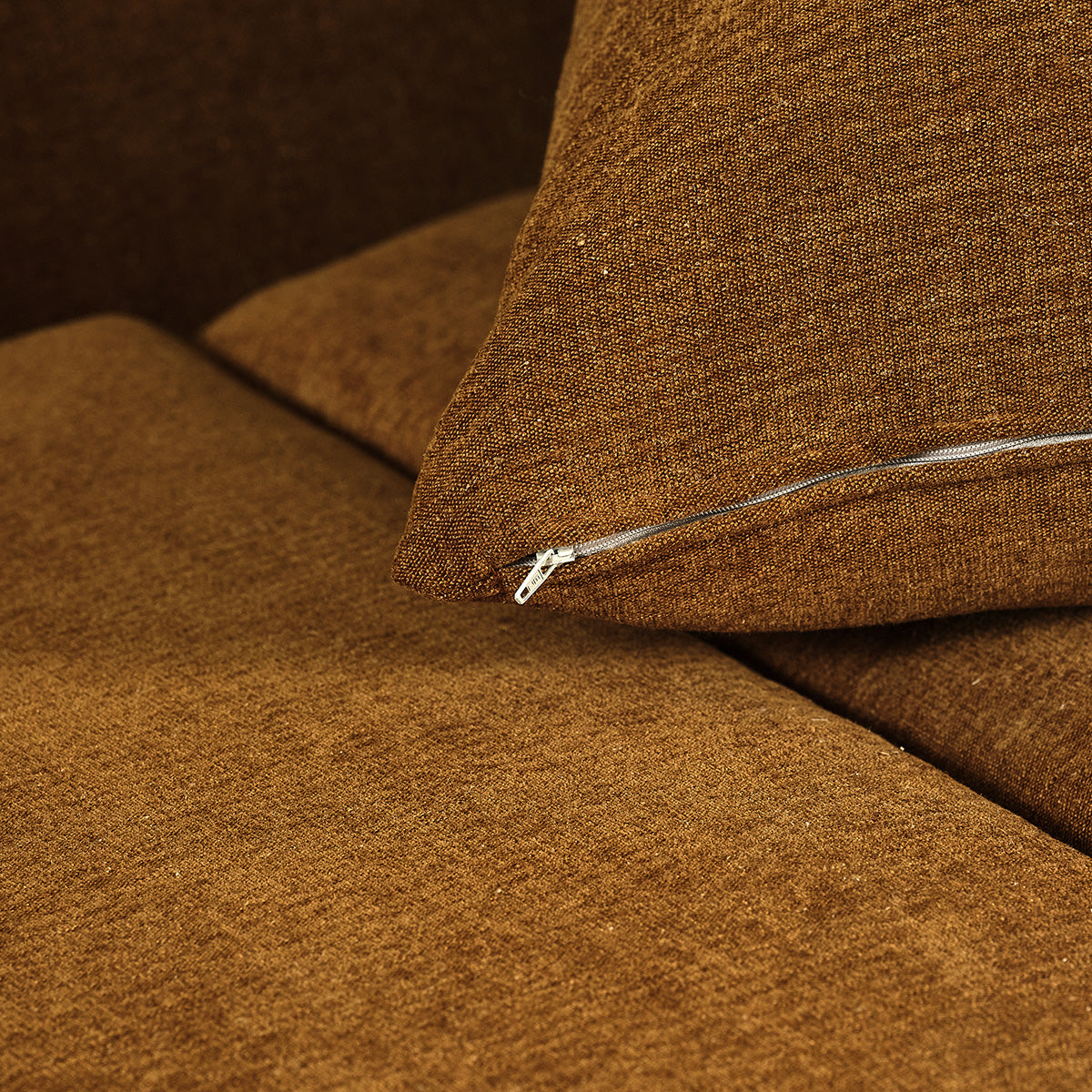 EDMOND - 3-Sitzer-Schlafsofa aus bronzefarbenem Stoff in Leinenoptik