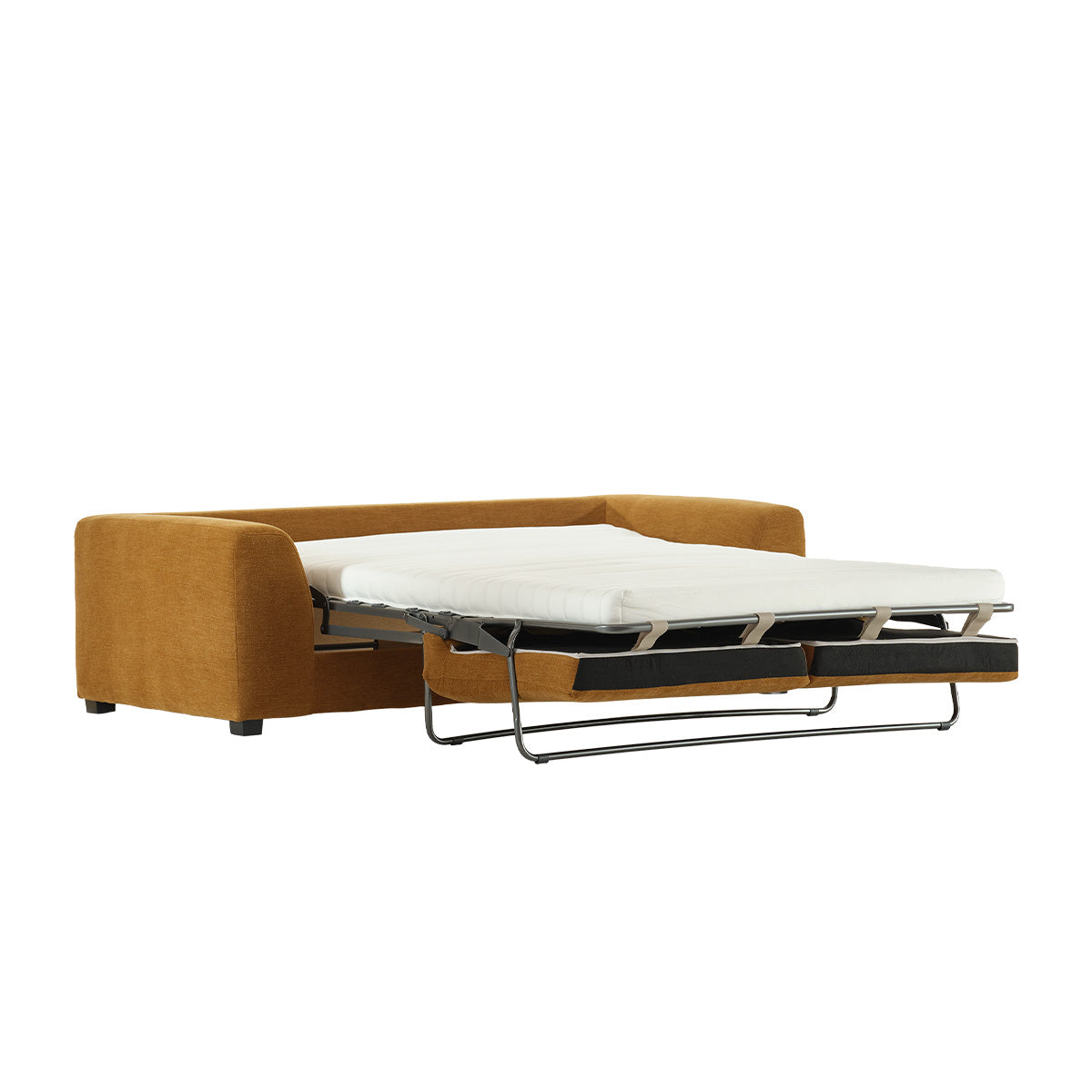 EDMOND - Gerades 3-Sitzer-Sofa mit Liegefunktion aus bronzefarbenem Stoff in Leinenoptik